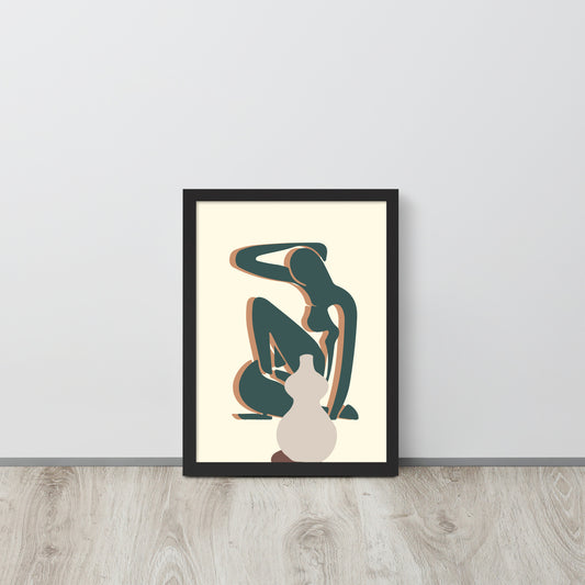 Contemplative Silhouette, Framed Abstract Art Print